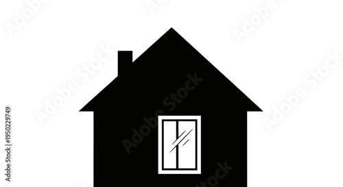 A black house icon vector illustration featuring a modern residential building design with a roof and window symbol for real estate business and property web concepts
