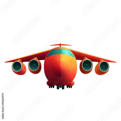 Cargo plane icon in flat design style digital art air transport front view