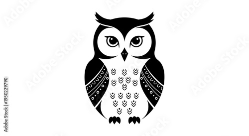 Cute brown owl character with wise eyes and feathers perched on a tree branch in a wild nature vector illustration design isolated on a white background