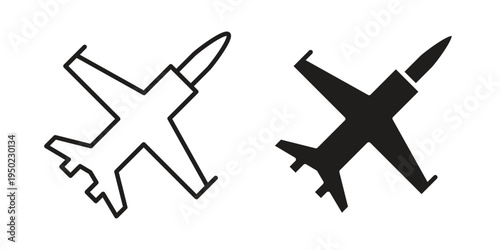 Fighter jet icon line vector illustration in solid color design