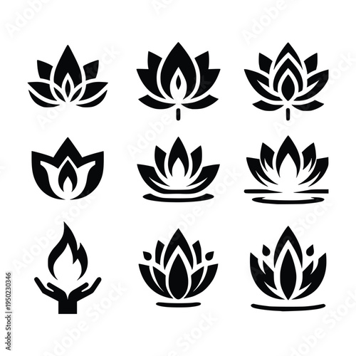 Lotus Flower and Sacred Flame Symbols for Spiritual Practices