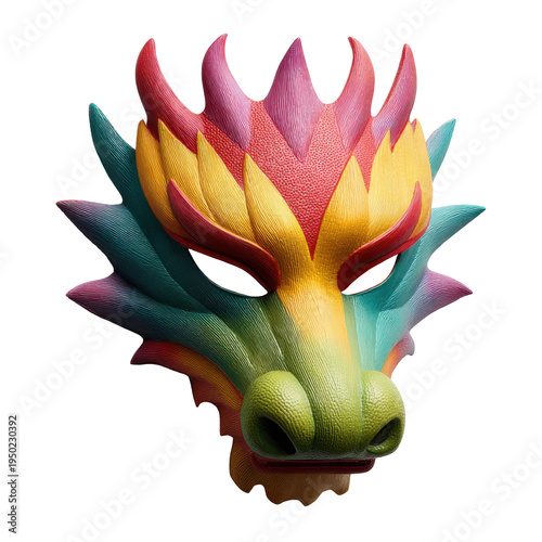 Chinese dragon mask display at traditional festival cultural event vibrant environment