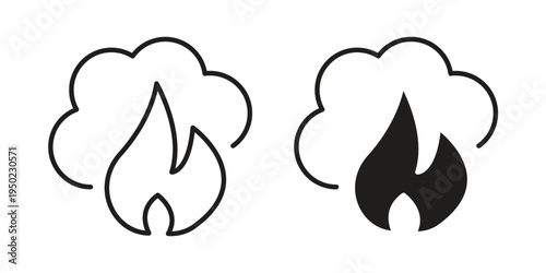 Fire smoke icon line vector illustration in solid color design