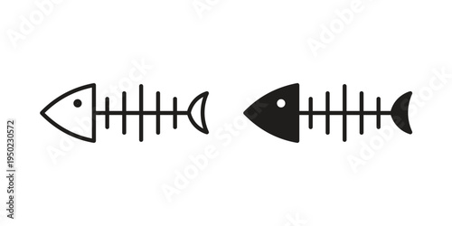 Fish bones icon line vector illustration in solid color design