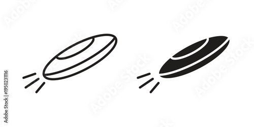Flying disc icon line vector illustration in solid color design