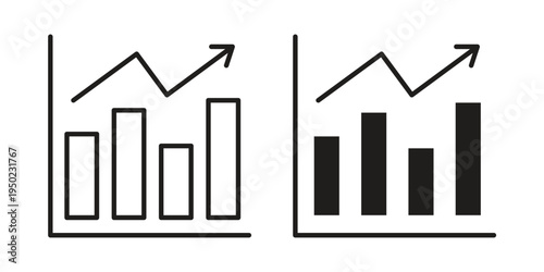 Growth graph icon line vector illustration in solid color design