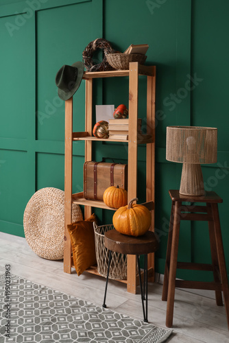 Wooden shelving unit with p...