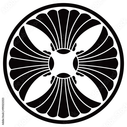 家紋です。糸輪に四つ板谷貝といいます。