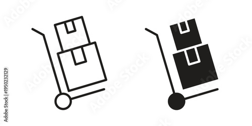 Hand truck icon line vector illustration in solid color design
