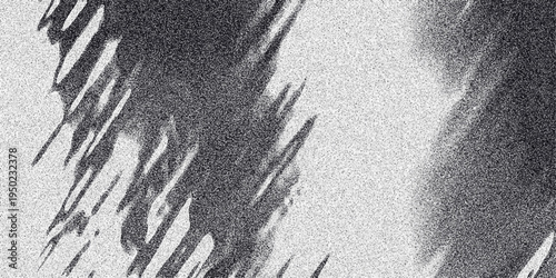 Close-up abstract grayscale diagonal brush strokes with a speckled granular texture creating a bold and artistic visual element for design 195 characters Keywords: abstract, background, texture