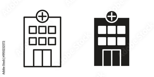 Hospital icon line vector illustration in solid color design