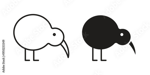Kiwi bird icon line vector illustration in solid color design