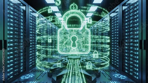 Futuristic Data Center and Network Security Concept Visualized