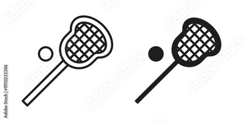Lacrosse stick ball icon line vector illustration in solid color design