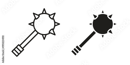 Mace icon line vector illustration in solid color design