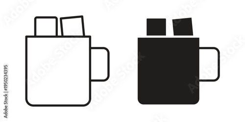 Marshmallows Mug icon line vector illustration in solid color design