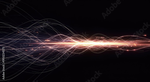 A dynamic abstract background featuring radiating energy waves and undulating rhythmic lines, representing data flow and digital technology, bright, illustration, texture