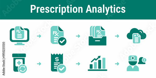 Prescription analytics and archive management icons