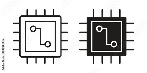 Microchip icon line vector illustration in solid color design