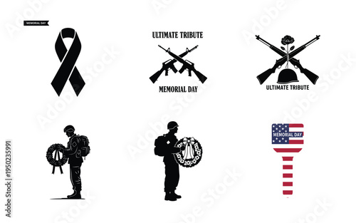 Memorial day tribute with patriotic symbols and fallen soldier recognition