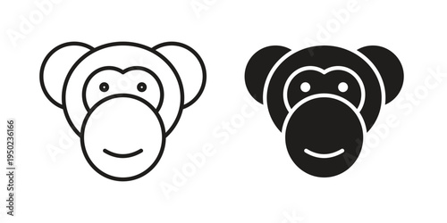 Monkey icon line vector illustration in solid color design