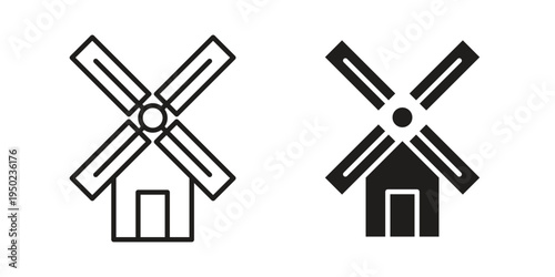 Mill sign line vector illustration in solid color design