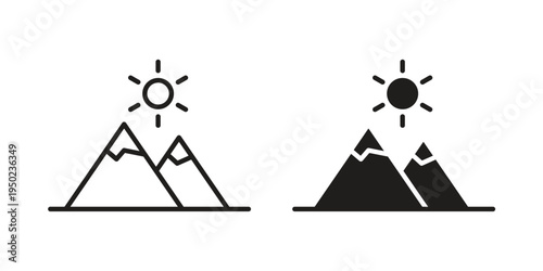 Mountain icon line vector illustration in solid color design