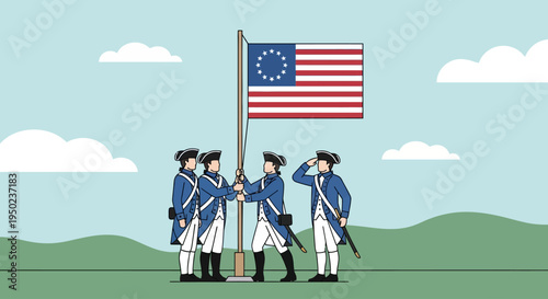 American Patriots celebrate a historic Day with flag and salute