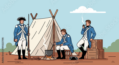 Patriots celebrate a joyful Day with soldiers in a camp outdoors