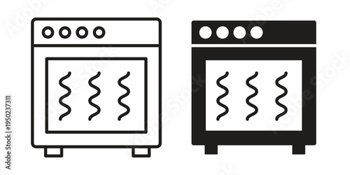 Oven icon line vector illustration in solid color design