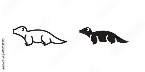 Otter icon line vector illustration in solid color design