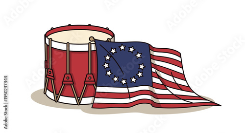 Patriots celebrate Independence Day with American flag and drum