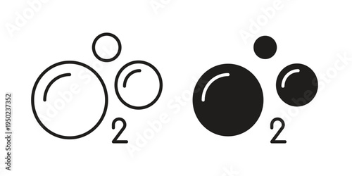 Oxygen O2 icon line vector illustration in solid color design