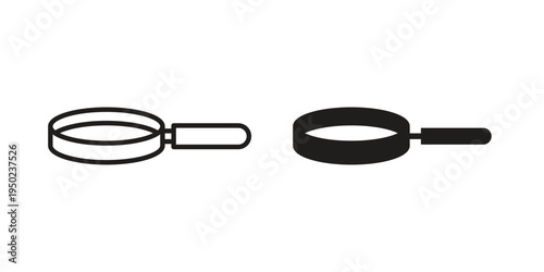 Pan frying icon line vector illustration in solid color design