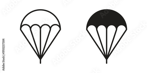 Parachute icon line vector illustration in solid color design