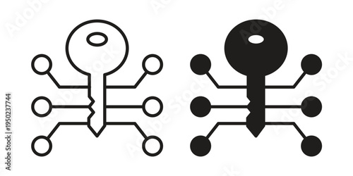 passkey security icon line vector illustration in solid color design