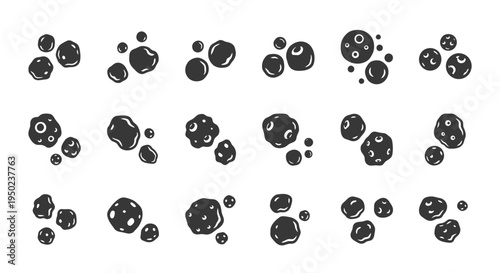 Space Asteroid Belt Silhouette Icons Collection Meteorite Vector Illustration Design Elements