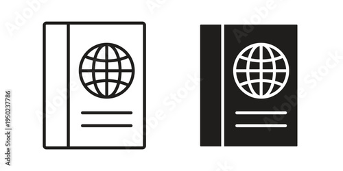 Passport icon line vector illustration in solid color design