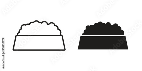 Pet food bowl icon line vector illustration in solid color design