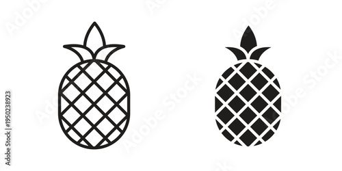 Pineapple icon line vector illustration in solid color design