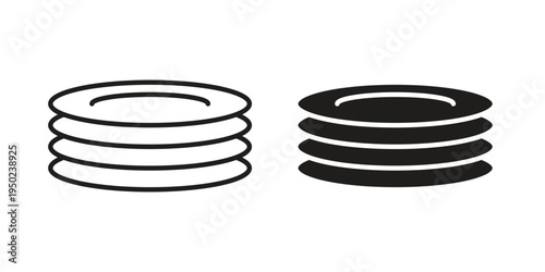 Plates icon line vector illustration in solid color design