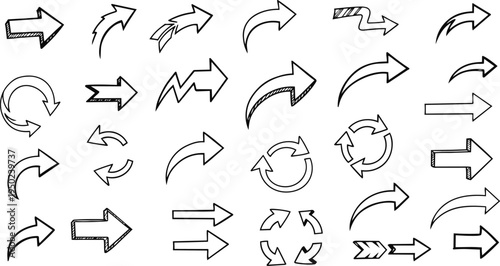  Black silhouette arrow icons handdrawn sketch vector design abstract creative minimal style