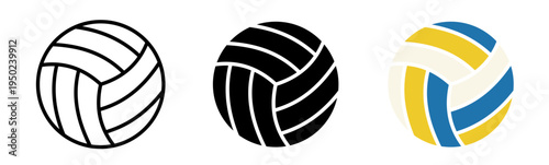 Volleyball ball icon set. olleyball icons. Sport ball symbol. Ball in different style. Vector illustration