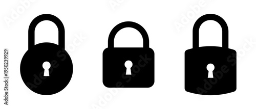 Lock icons set. Locked and unlocked lock icon. Key icon set. Keys vector icons.