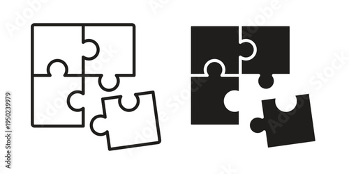 Puzzle pieces icon line vector illustration in solid color design