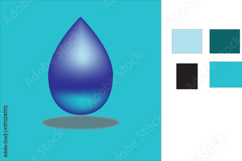 A clean vector illustration of a shiny blue water drop reflection, symbolizing pure liquid rain and clear nature dew as a simple ecological design element