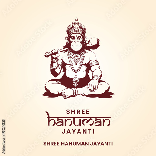 Shree Hanuman Jayanti Illustration of Lord Hanuman Sitting with Gada Hindu God