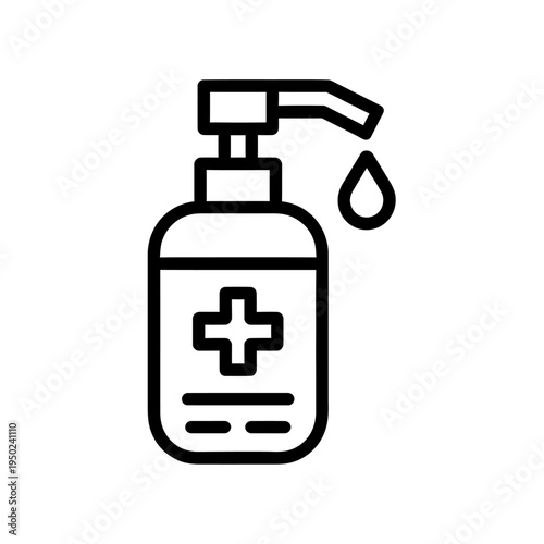 Hand sanitizer dispenser bottle with pump and drop icon  health hygiene symbol