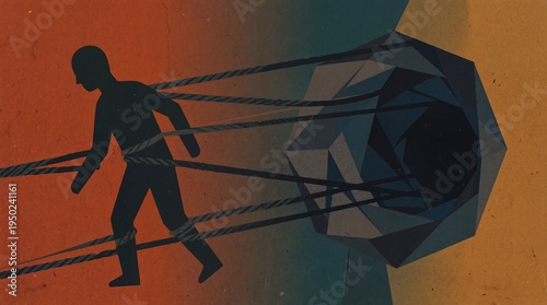 Abstract Grainy Art Representing Substance Use Disorder and Magnetic Pull