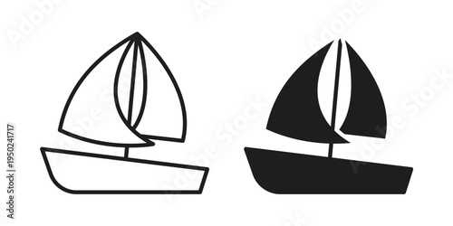 Sailboat icon line vector illustration in solid color design
